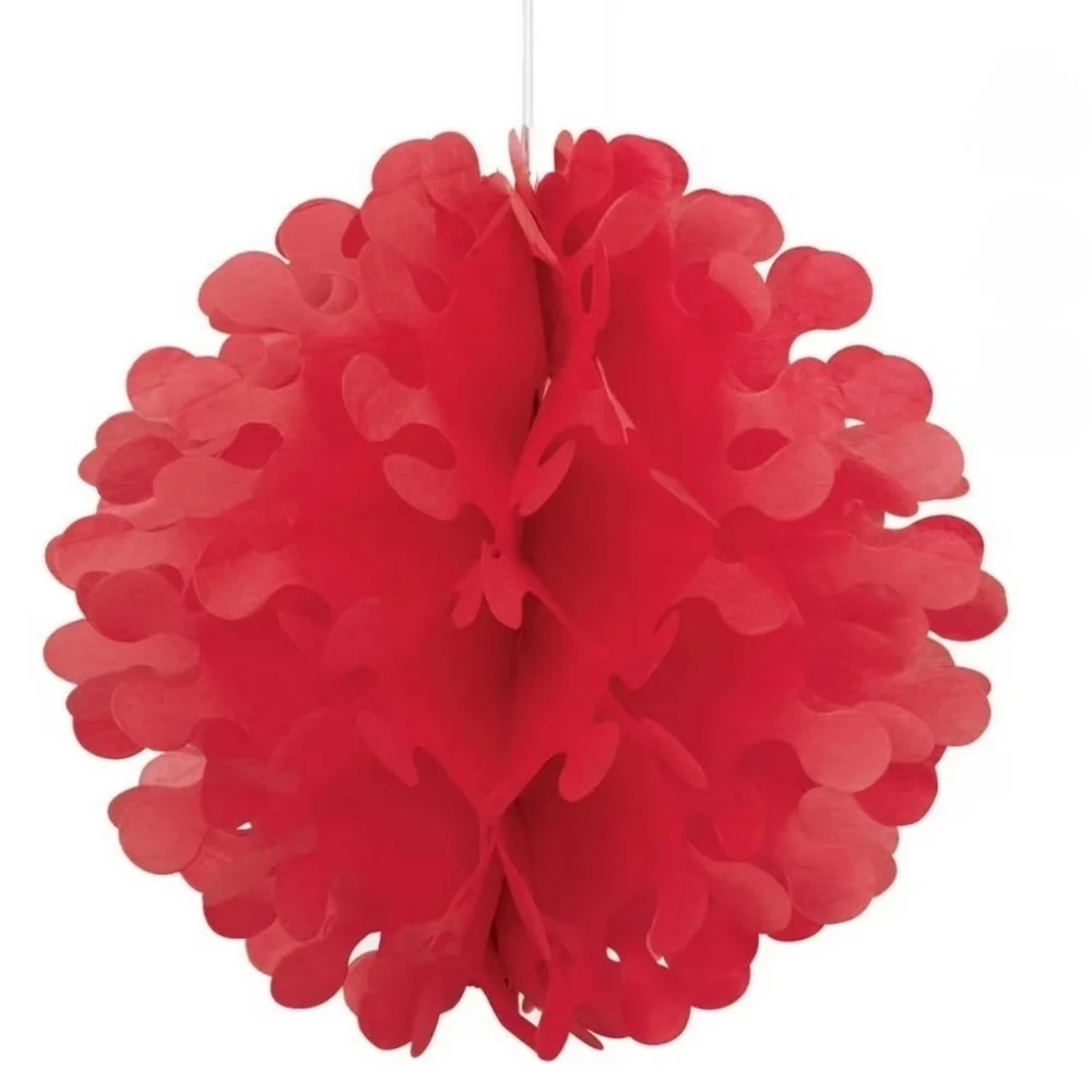 DG Party Flutter Tissue Paper Ball  Red 11 in